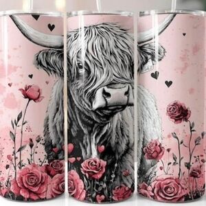 Pink Floral Cow Tumbler